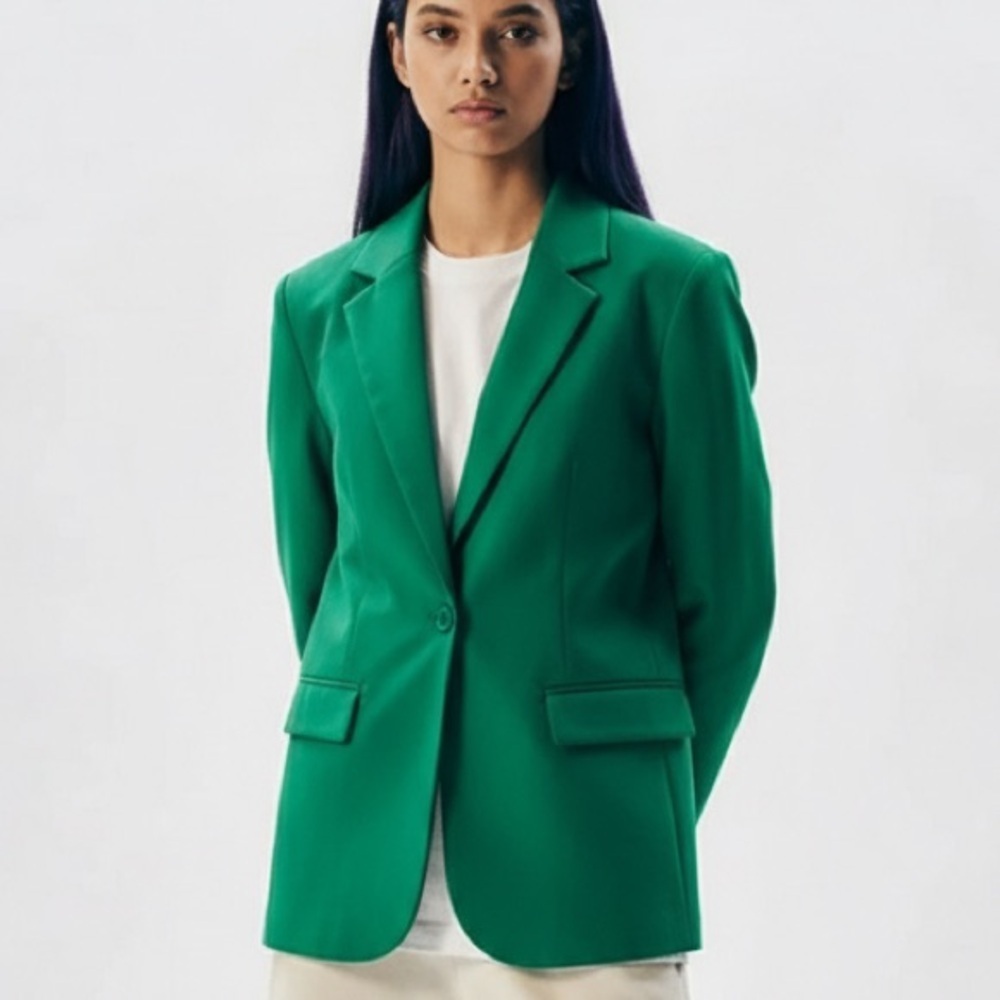 INC International Concepts Green Blazer Petite Small PS Tailored One Button